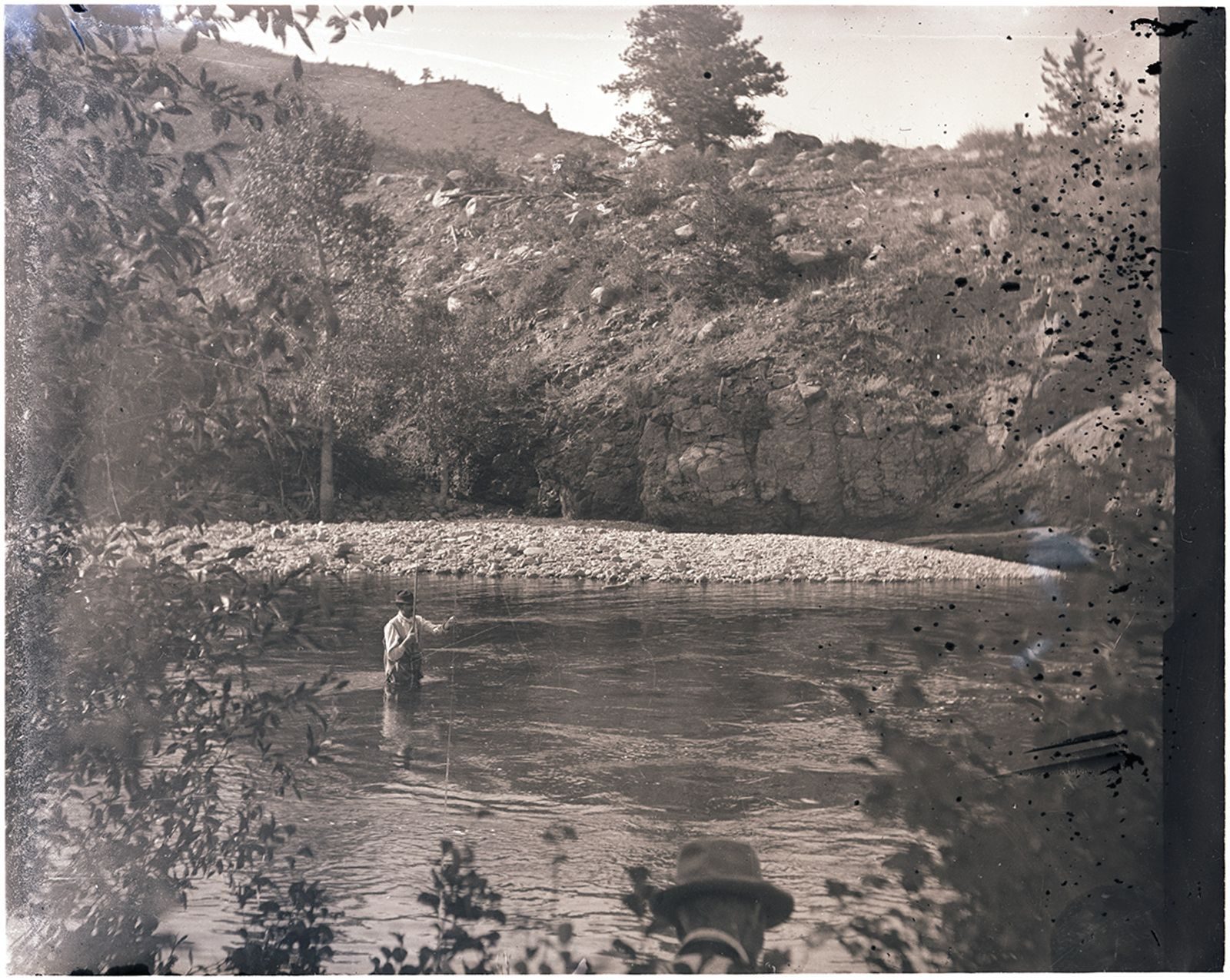 A photograph, 1903. Rating the river (Poudre River seepage trip).