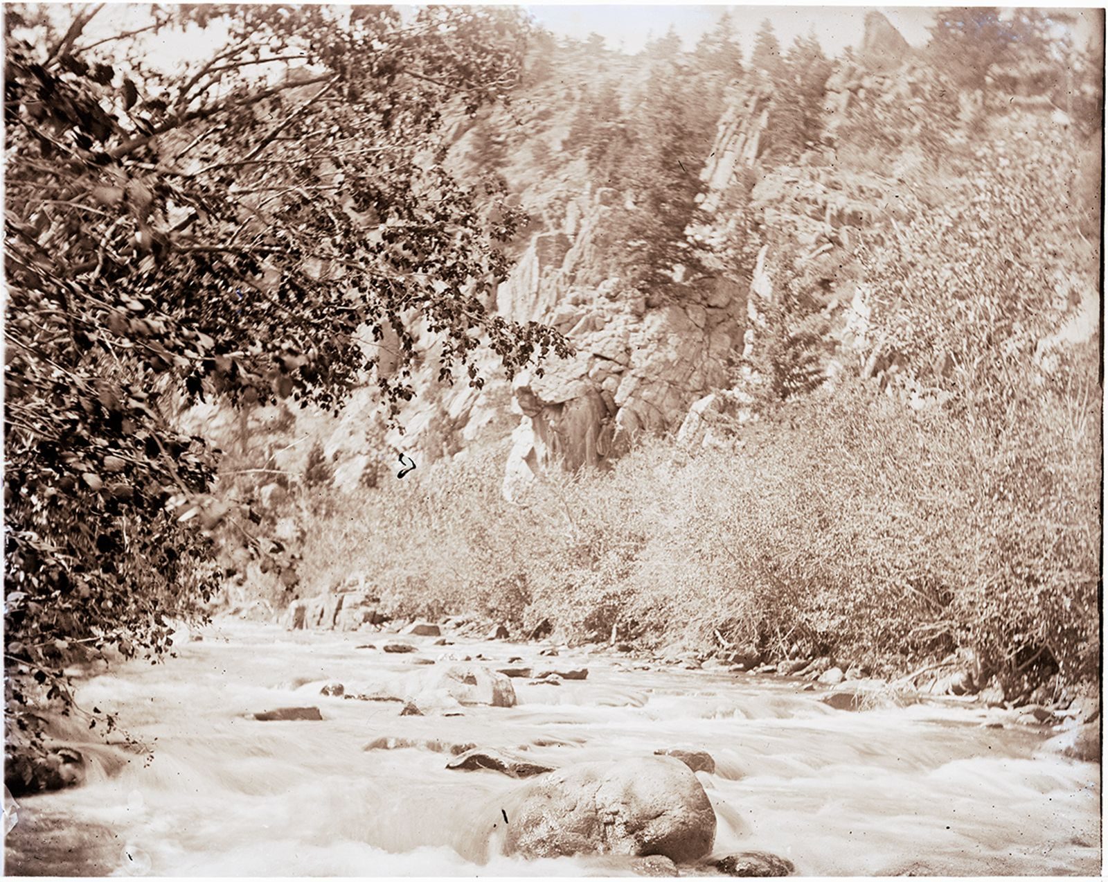 A photograph, 1903. Cache la Poudre River (Poudre River seepage trip).