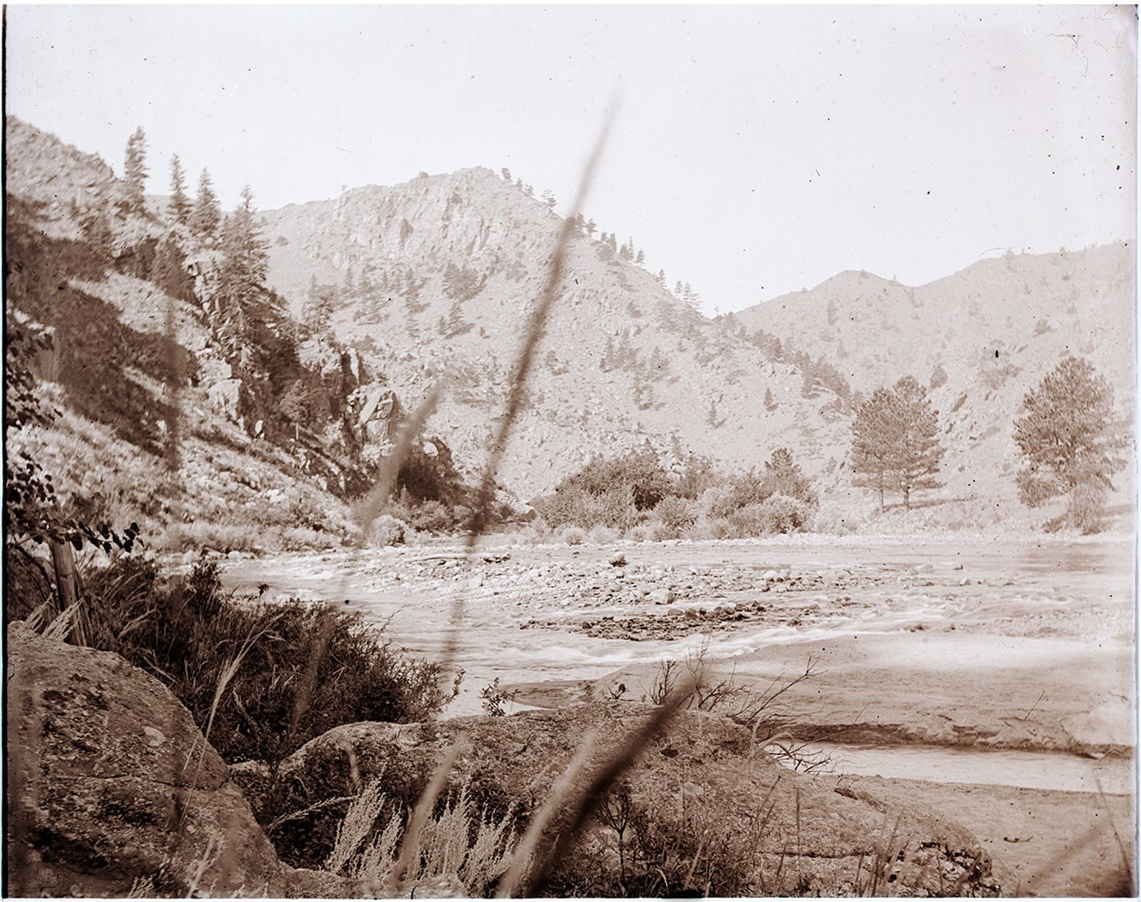 A photograph, 1903. Seepage measurement of Poudre River (Poudre River seepage trip).