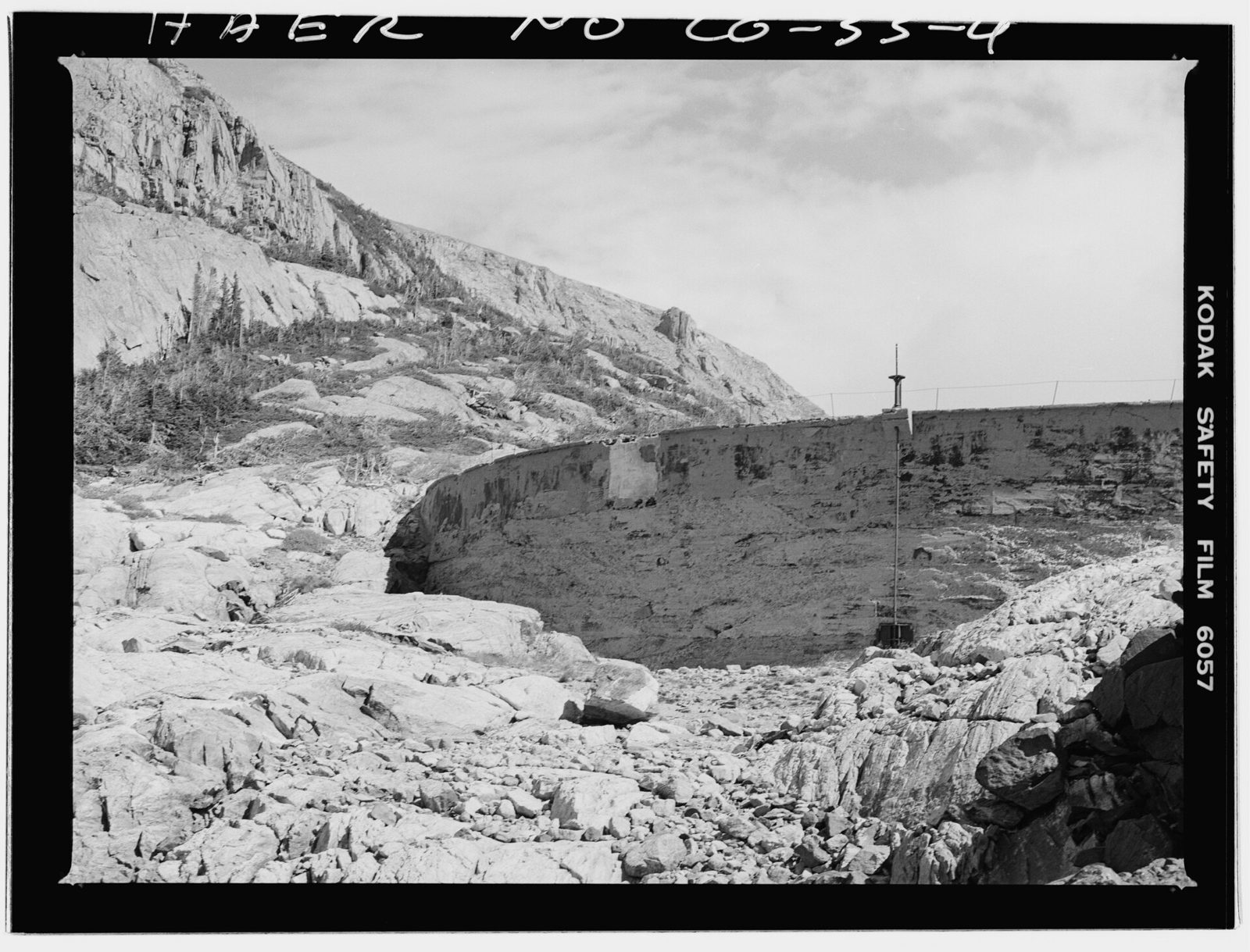 Bluebird Dam, lower left back side. Viewing east.