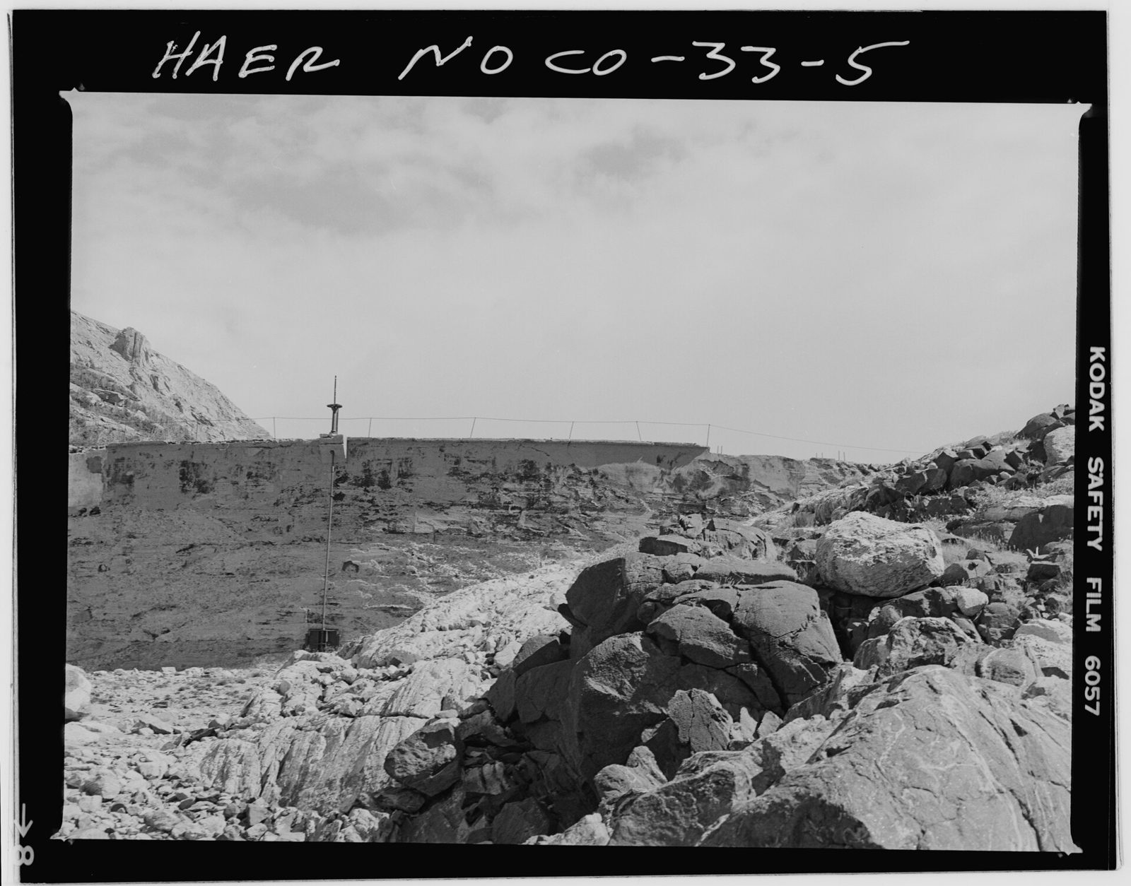 Bluebird Dam, lower right back side. Viewing east.
