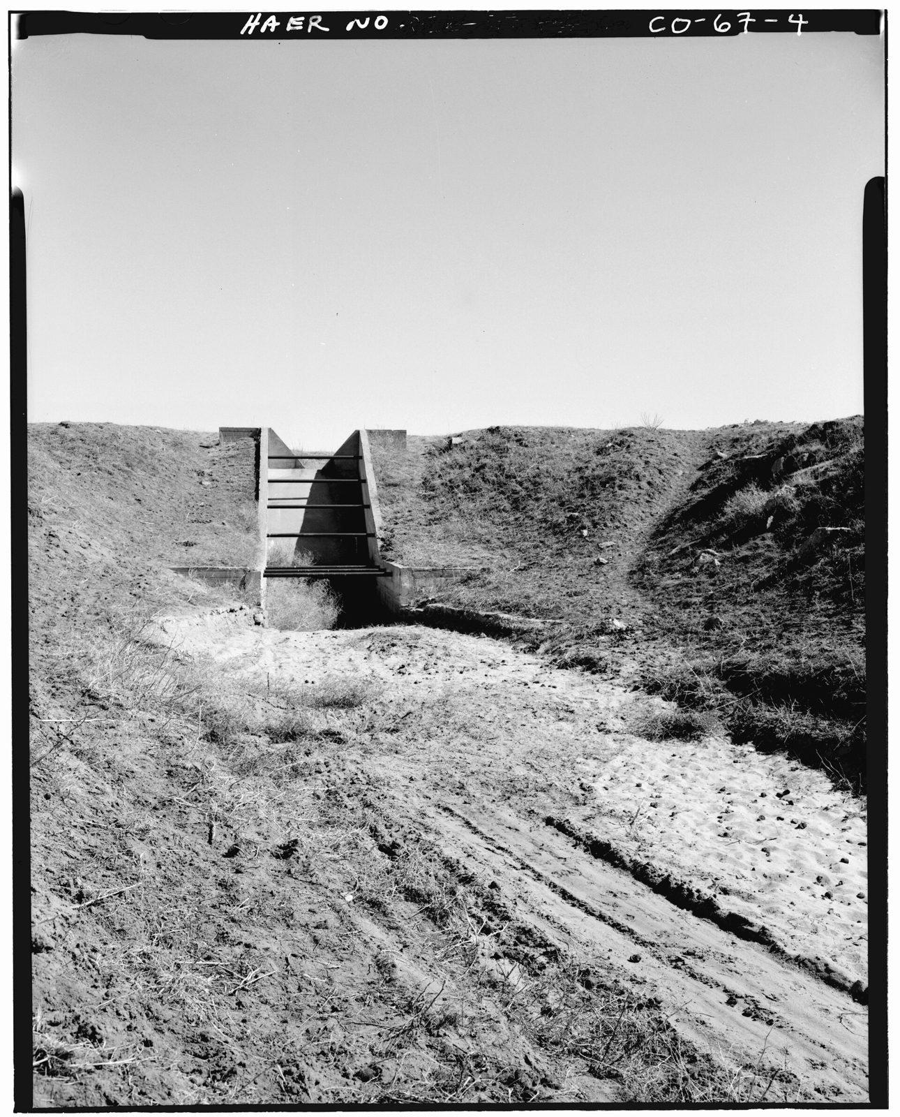 View of headgate, lateral A, looking southeast.