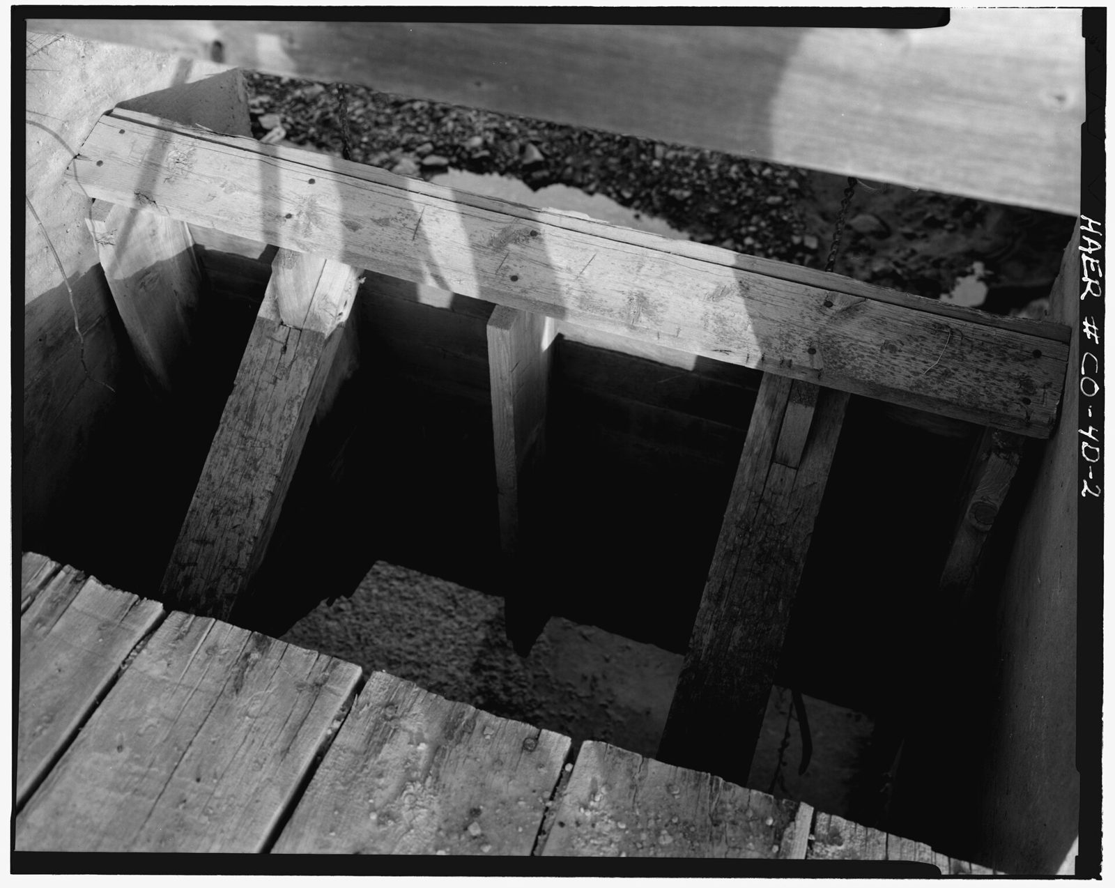 Detail of wooden tainter gate.