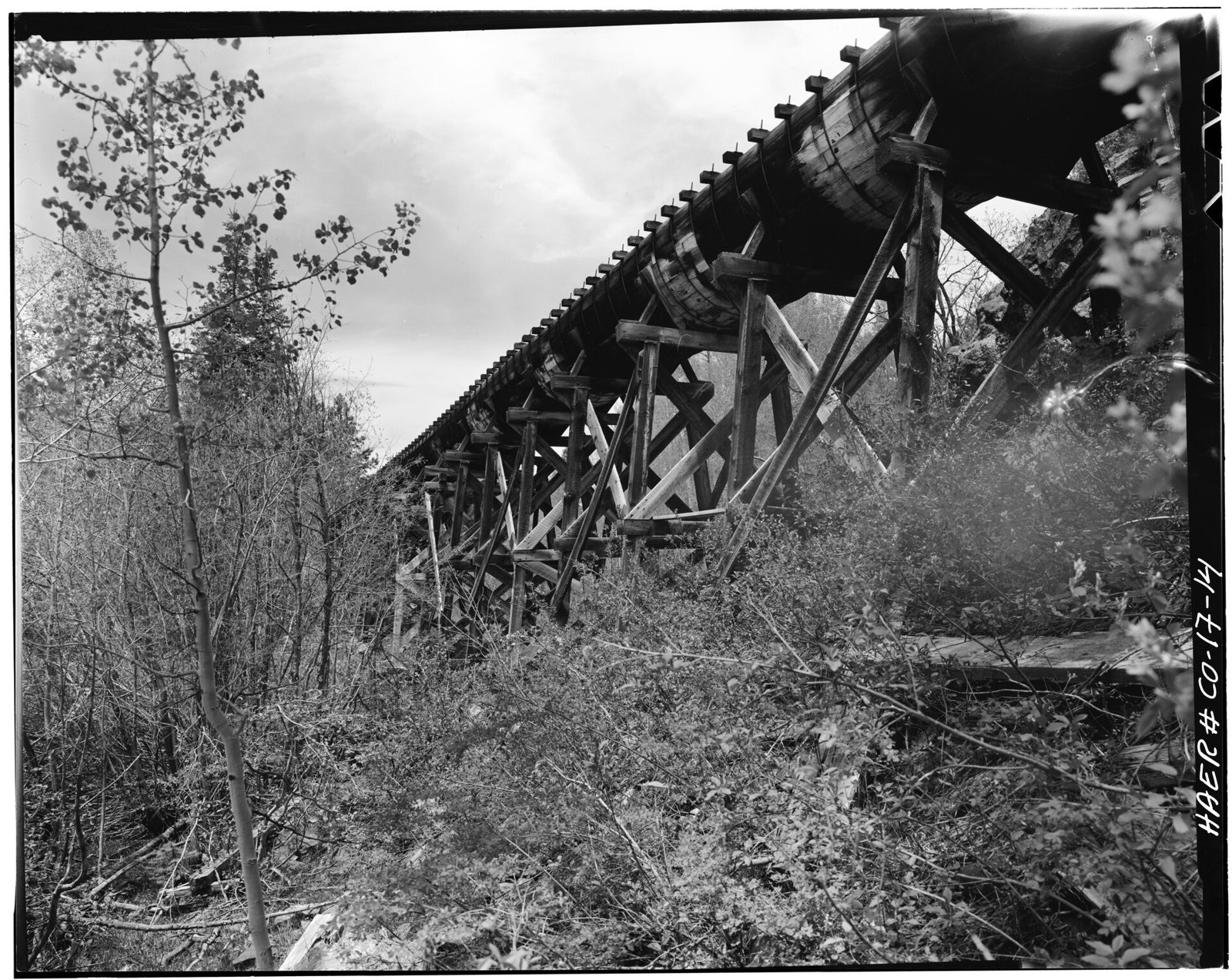 Side view of typical section of flume supported by trestle-1980.