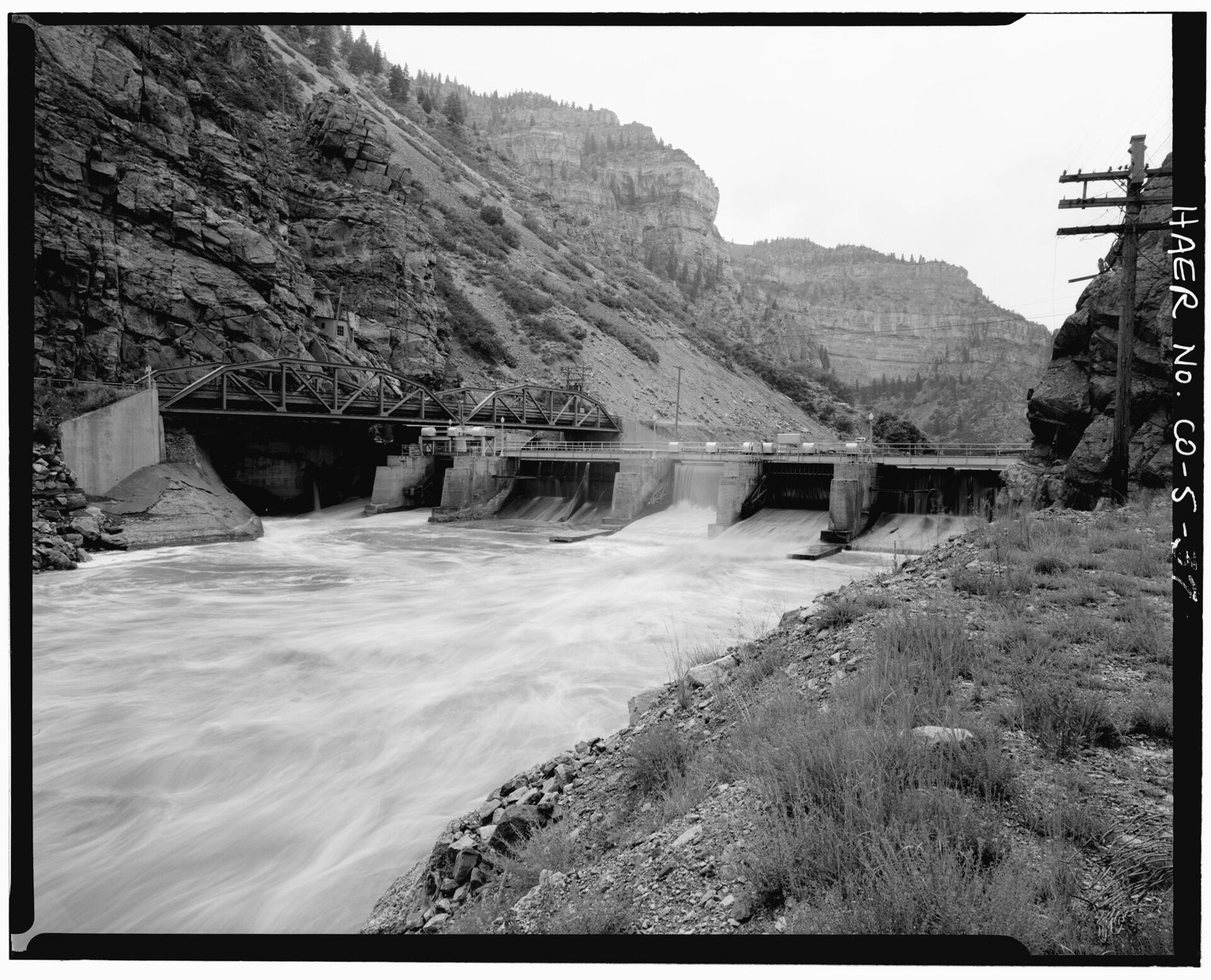 General view of Shoshone intake dam, view to the northeast.