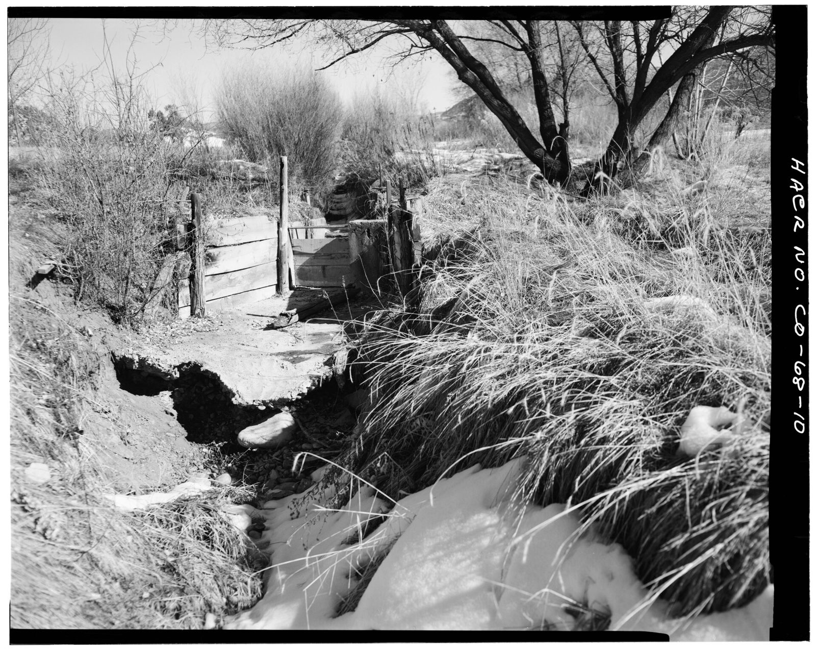 View of ditch terminus, looking north.